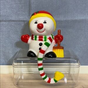 Vintage Christmas Plastic Stocking Hangers Holders Future 1985 Snowman